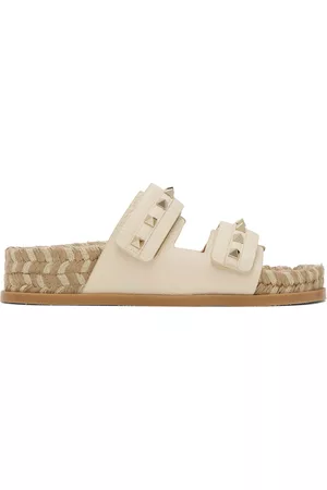 VALENTINO GARAVANI Women Sandals - Off-White Rockstud Flat Sandals