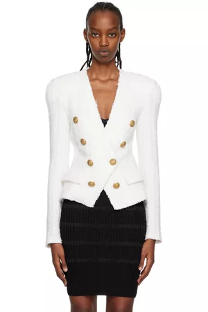Balmain Women Blazers - Off-White Buttoned Blazer