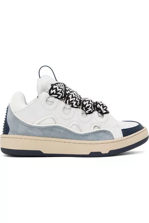 Lanvin Women High Top Sneakers - SSENSE Exclusive Off-White & Blue Curb Sneakers