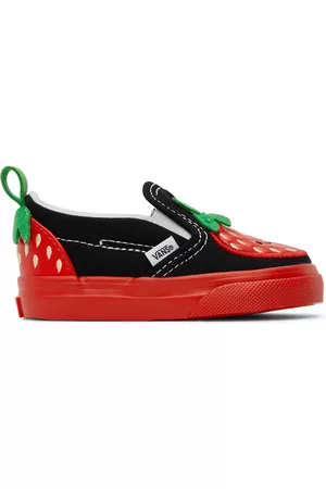 Vans Slip On Shoes - Baby Black & Red Slip-On V Berry Sneakers