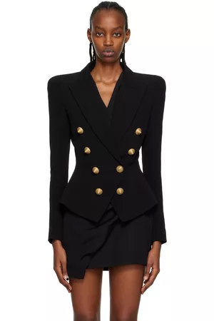 Balmain Women Blazers - Black Buttoned Blazer