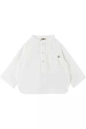 BONTON Sleeveless Shirts - Baby White Three-Button Shirt