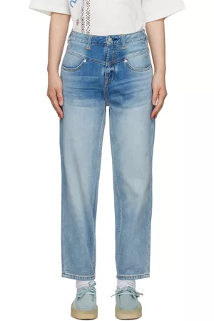 Evisu Women Tapered Jeans - Blue Tapered Jeans