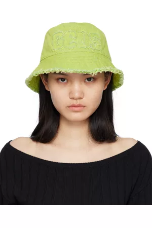 GCDS Women Hats - Green Distressed Bucket Hat