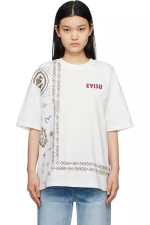 Evisu Women T-shirts - White Printed T-Shirt