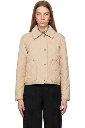 Burberry Women Quilted Jackets - Beige Quilted Jacket