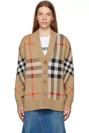Burberry Women Cardigans - Beige Check Cardigan