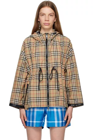 Burberry Women Cropped Jackets - Beige Check Jacket