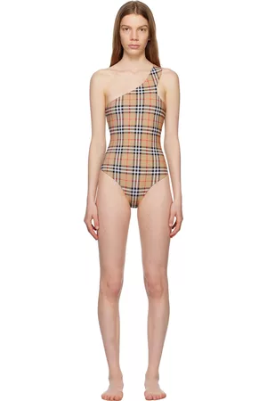 Burberry Women Swimming Costumes - Beige Check Swimsuit
