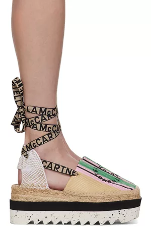 Stella McCartney Women Casual Shoes - Green & Beige Gaia Platform Espadrilles