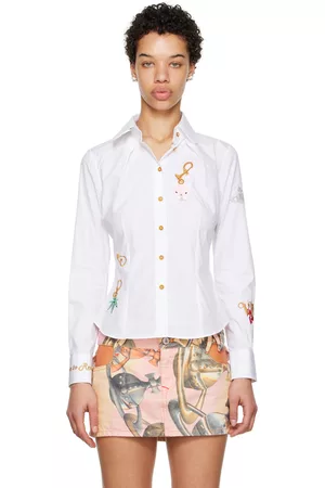 Vivienne Westwood Women Sleeveless Shirts - White Embroidered Shirt