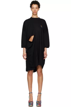 Vivienne Westwood Women Long Sleeve Polo Shirts - Black Dolly Minidress