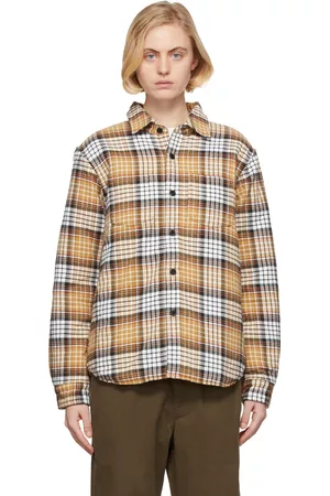 STUSSY Women Cropped Jackets - Brown Lined Plaid Shirt Jacket