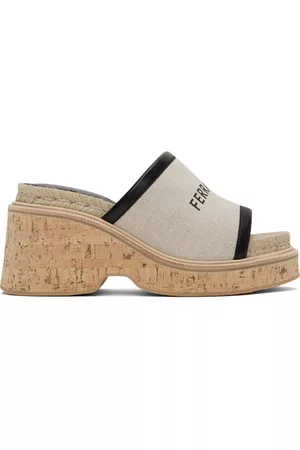Salvatore Ferragamo Women Sandals - Beige Chunky Slider Sandals
