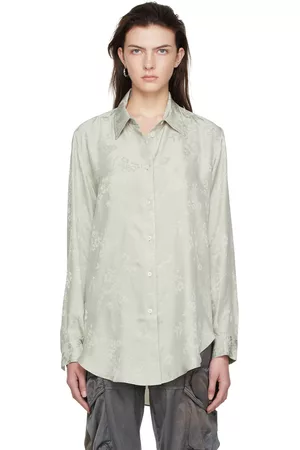 Acne Studios Women Sleeveless Shirts - Green Viscose Shirt