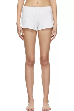 Sunspel Women Shorts - White Cotton French Knicker Shorts