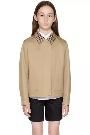 Burberry Cropped Jackets - Kids Beige Check Jacket