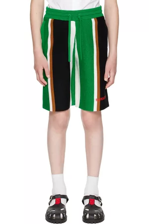 Burberry Shorts - Kids Green & Black Striped Shorts