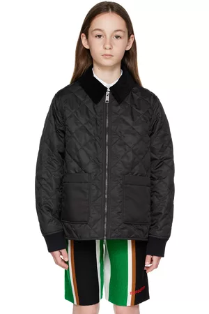 Burberry Cropped Jackets - Kids Black Diamond Quilted Jacket