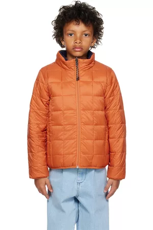 TAION Cropped Jackets - Kids Orange & Navy Reversible Down Jacket