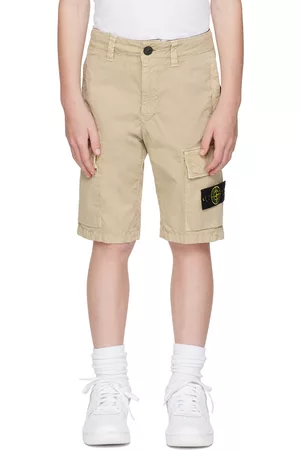 Stone Island Shorts - Kids Beige Garment-Dyed Shorts