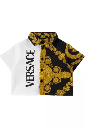 VERSACE Sleeveless Shirts - Baby White & Black Maschera Baroque Shirt