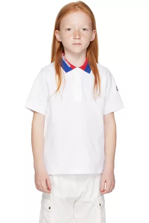 Moncler Long Sleeve Polo Shirts - Kids White Placket Polo