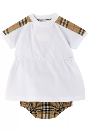 Burberry Baby Casual Dresses - Baby White Check Dress & Bloomers Set