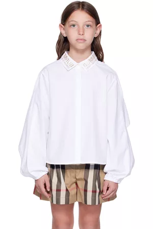 Burberry Sleeveless Shirts - Kids White Cape Shirt