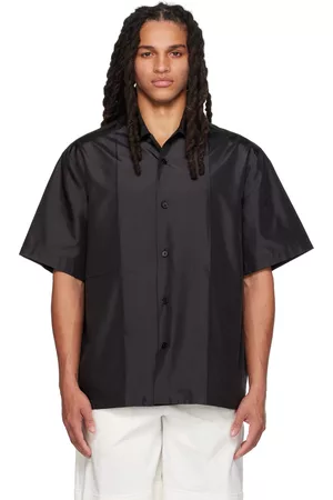Jil Sander Men Sleeveless Shirts - Black Creased Shirt