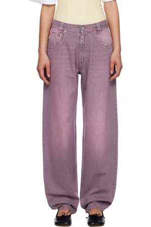 Maison Margiela Women Drawstring Pants - Purple Drawstring Jeans