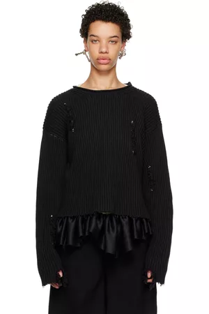 Maison Margiela Women Sweaters - Black Worn Out Sweater