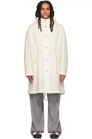 Jil Sander Men Coats - White Hooded Coat
