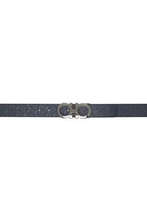 Salvatore Ferragamo Men Belts - Reversible Navy & Black Gancini Belt
