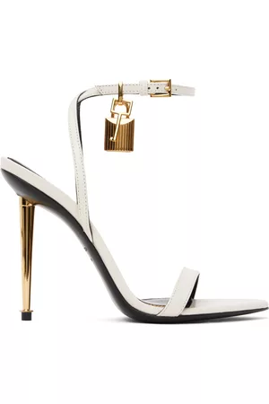 Tom Ford Women Sandals - White Padlock Pointed Naked Heeled Sandals