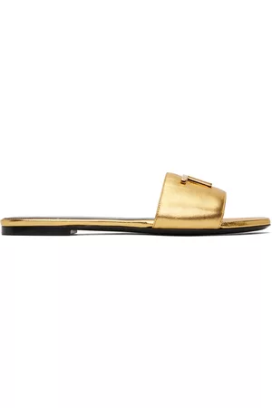 Tom Ford Women Flip Flops - Gold Metallic Slides
