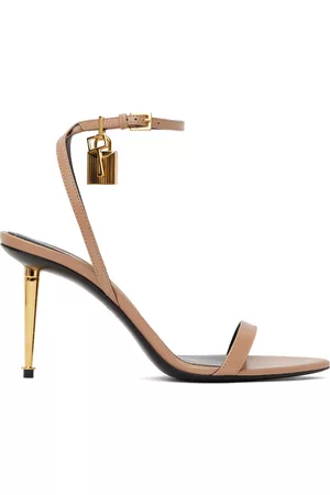 Tom Ford Women Sandals - Taupe Padlock Pointed Naked Heeled Sandals