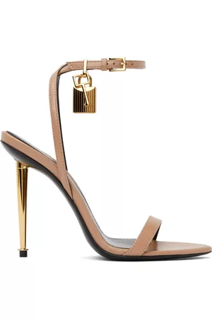 Tom Ford Women Sandals - Taupe Padlock Pointed Naked Heeled Sandals