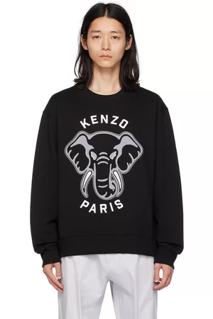 Kenzo Men Sweatshirts - Black Paris ' Elephant' Sweatshirt