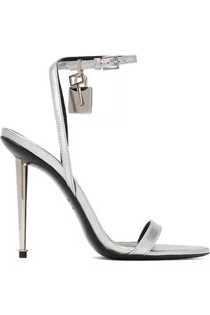 Tom Ford Women Sandals - Silver Padlock Pointy Naked Sandals