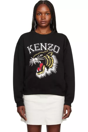 Kenzo Women Sweatshirts - Black Paris Varsity Jungle Sweatshirt