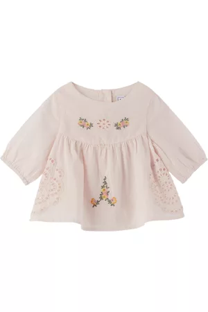 Tartine Et Chocolat Sleeveless Shirts - Baby Pink Embroidered Shirt