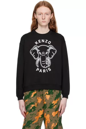 Kenzo Women Sweatshirts - Black Paris Elephant 'Varsity Jungle' Sweatshirt