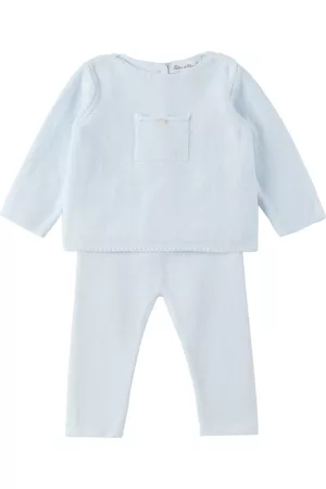 Tartine Et Chocolat Long Sleeve - Baby Blue Pocket Long Sleeve T-Shirt & Leggings Set