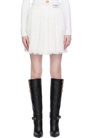 Balmain Women Mini Skirts - White Fringed Miniskirt
