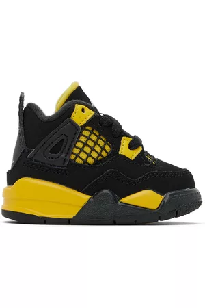 Nike Designer sneakers - Baby Black & Yellow Jordan 4 Retro Thunder Sneakers