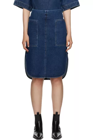 Totême Blue Curved Hem Denim Midi Skirt