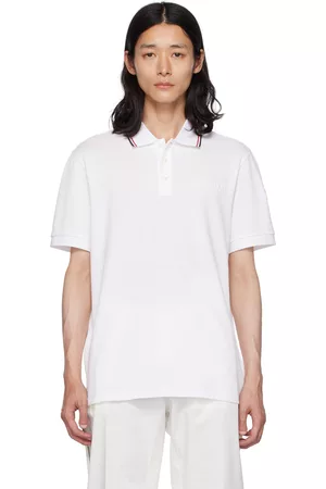 Moncler White Embossed Polo