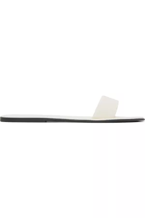 The Row Off-White Leather Beach Slides