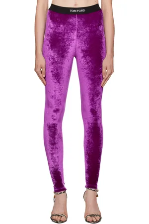 Philipp Plein logo-underband velvet leggings - Purple